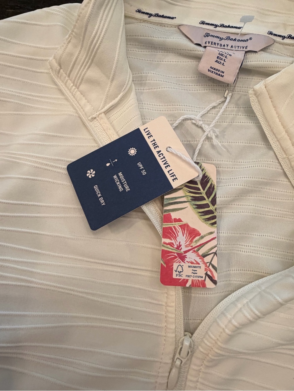 Tommy Bahama WHITE Jacket Golf Half Zip Performance LS UPF50 Womens Large NWT - Picture 8 of 15